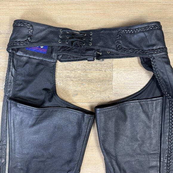 Vintage 90s MOB Classic X4 Collection Hand Tooled Leather Chaps, XL - Picture 4 of 9